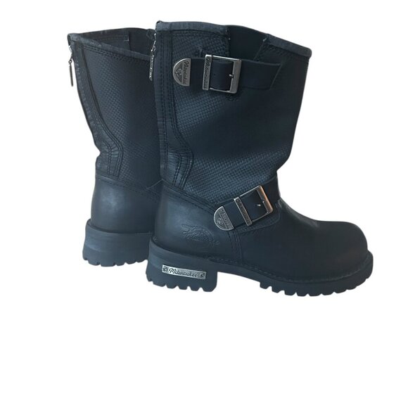 Milwaukee Women's Motorcycle Biker Riding Black Leather Boots Size 6 NWOT - Picture 4 of 9
